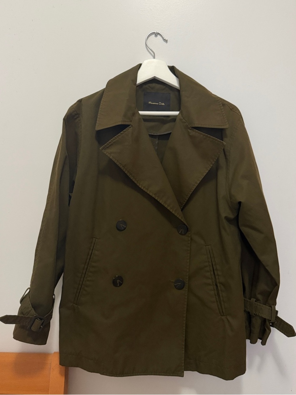 Massimo Dutti Olive Green Short Trench Coat